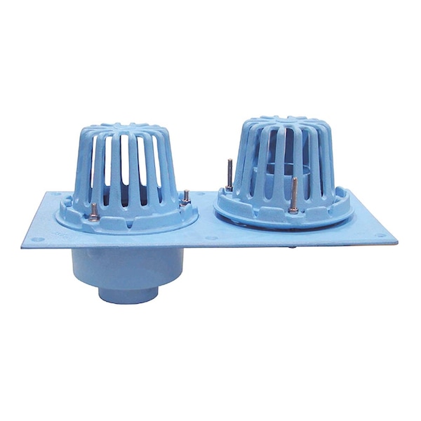 3in. No Hub Code Blue Dual Roof Drain with Double Dome